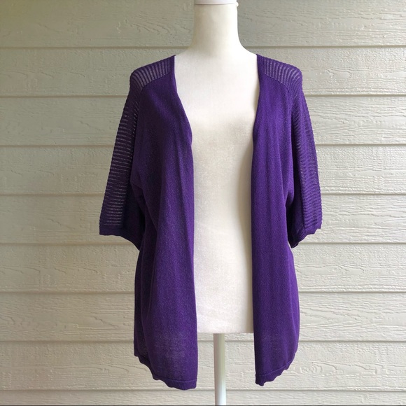 Coldwater Creek Purple Open Front Shrug Cardigan - Picture 1 of 8